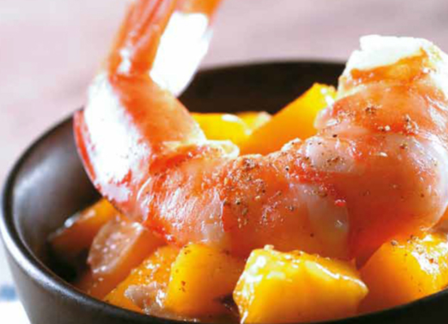 Crevetten mit Galgantwurzel und Mango