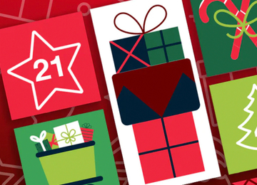 Ein roter Hintergrund mit weihnachtlichem Thema.