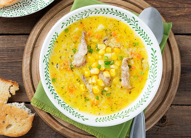 Mais-Curry-Suppe mit Poulet