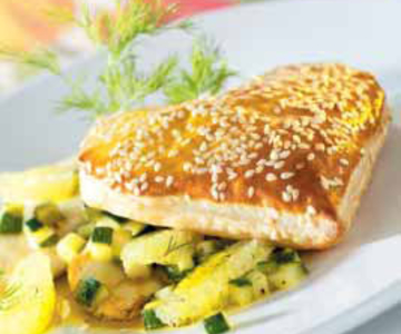 Fischfilets an Limonensauce mit Herzfeuilleté