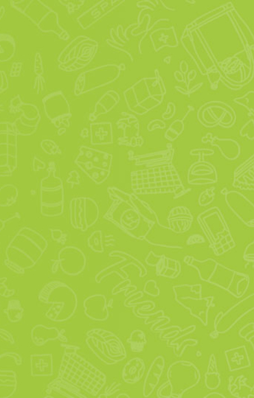 Grüner Hintergrund mit vielen kleinen Zeichnungen