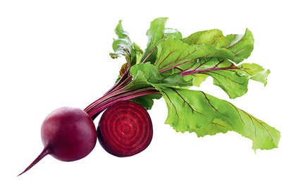 Zwei Rüben auf weißem Hintergrund.