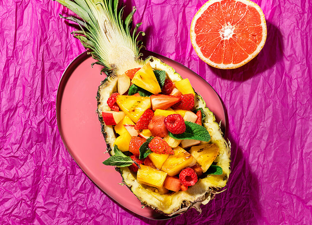 Grillierter Fruchtsalat mit Minze & Granatapfel