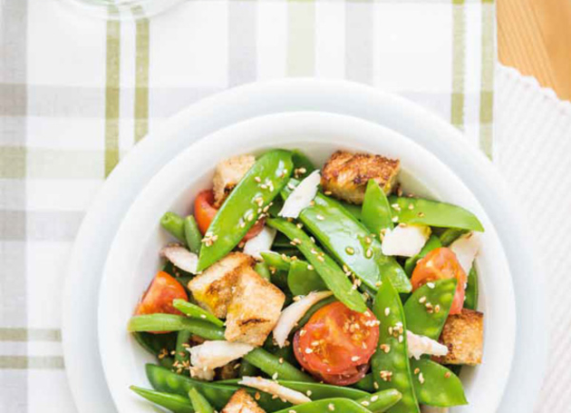 Bohnensalat mit Forelle