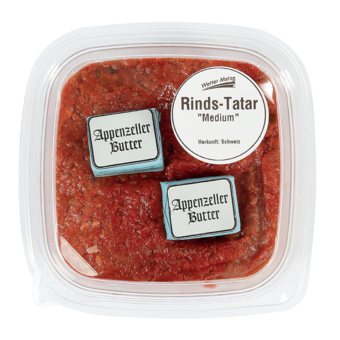 Rinds-Tatar frisch mit Appenzeller Butter