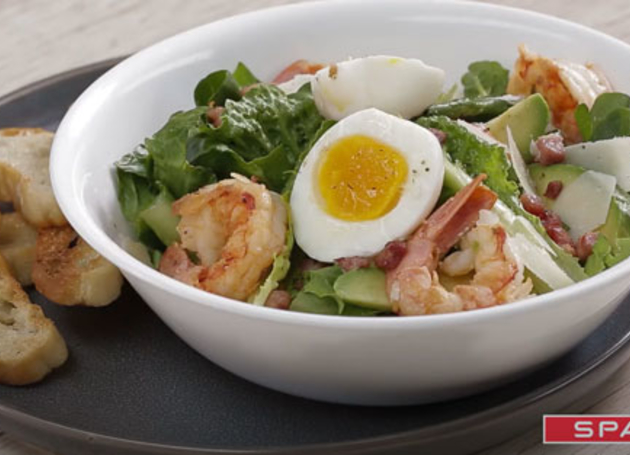Garnelen Speck Salat