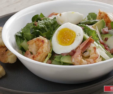 Garnelen Speck Salat