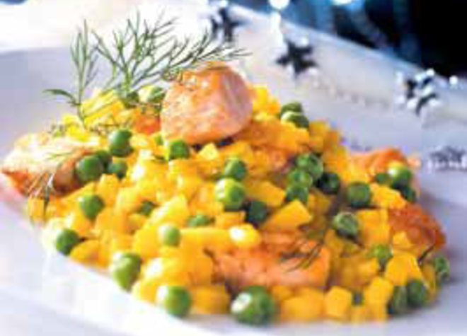Kartoffel-«Risotto» mit Lachswürfeln