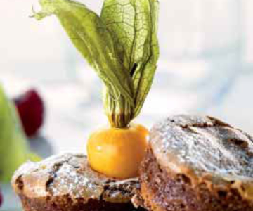 Schokoladenfondant mit Himbeergranité